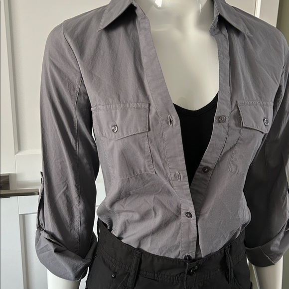 CHRLDR Tracy Poplin Stretch Side Rib Button Up - Picture 11 of 13